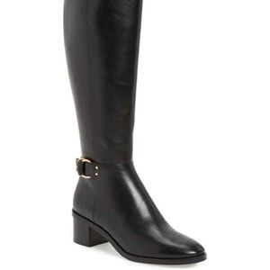 TORY BURCH Women’s Black Marsden Tall Riding Boots Leather 2” Block Heel Size 8